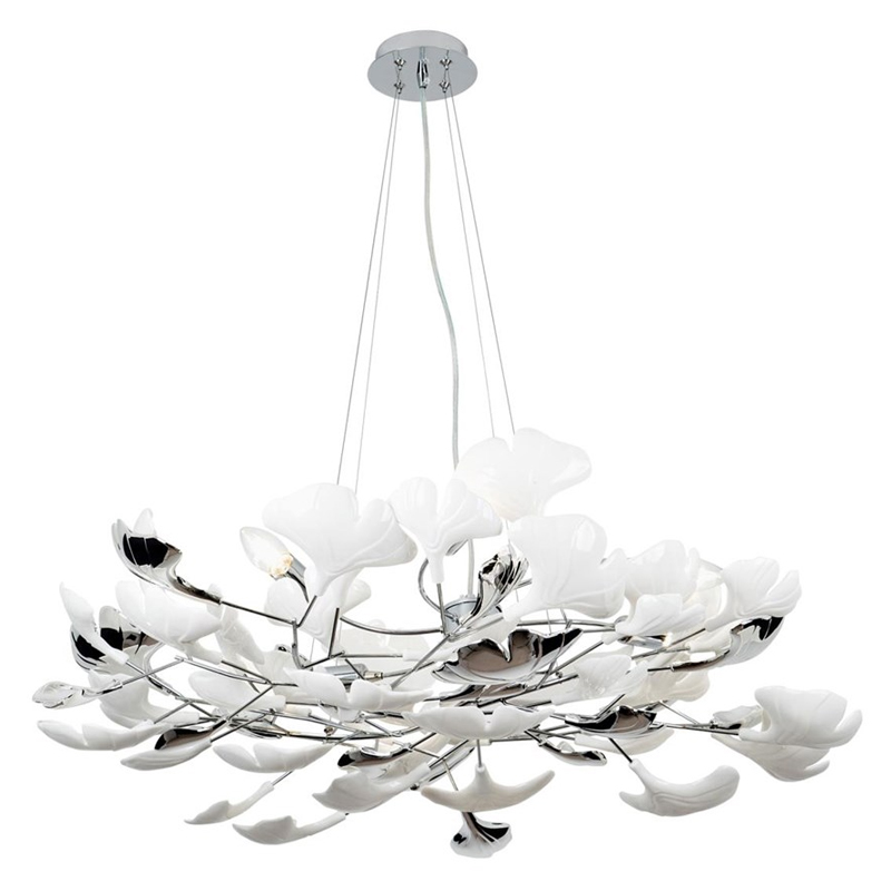 Декоративная люстра Wintery flover Silver с Белыми плафонами Серебряный Белый Декоративная люстра Wintery flover Silver с Белыми плафонами Серебряный Белый в Липецке | Loft Concept