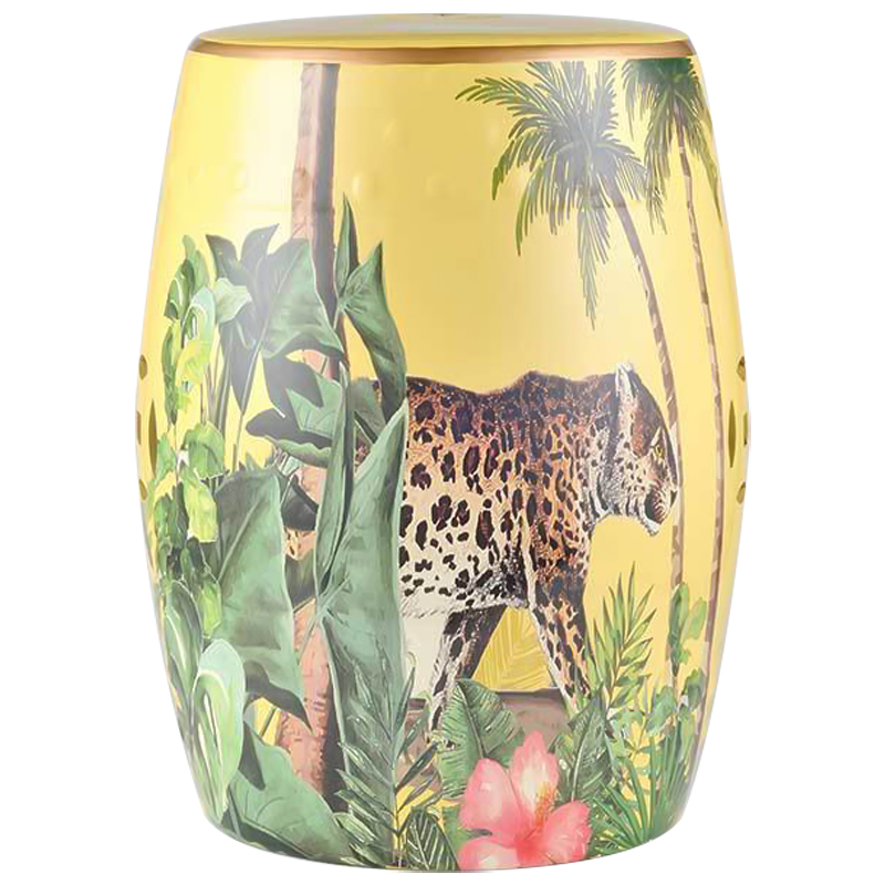 Керамический табурет Leopard Tropical Animal Ceramic Stool Yellow Желтый Коричневый Зеленый Керамический табурет Leopard Tropical Animal Ceramic Stool Yellow Желтый Коричневый Зеленый в Липецке | Loft Concept