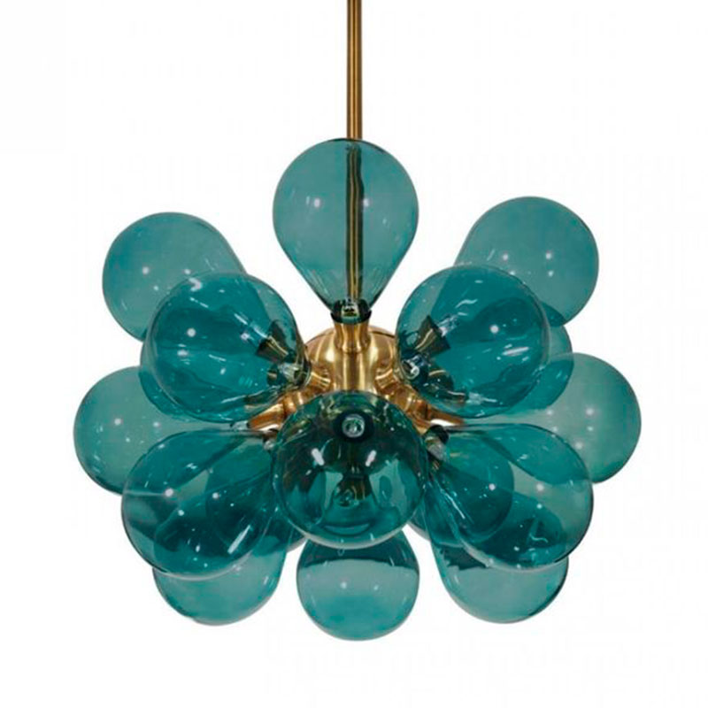 Люстра Simonet Chandelier Blue 55 см Голубой Золотой Люстра Simonet Chandelier Blue 55 см Голубой Золотой в Липецке | Loft Concept