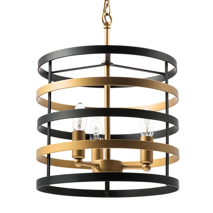 Люстра Gold Stripes Chandelier 3 Черный Золотой Люстра Gold Stripes Chandelier 3 Черный Золотой в Липецке | Loft Concept