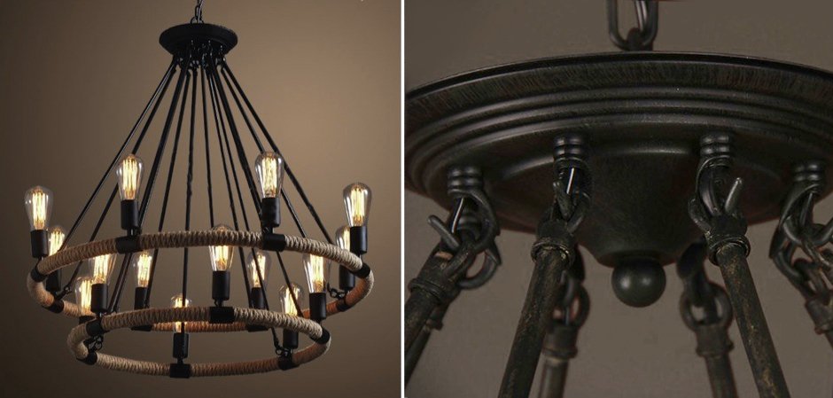 Люстра Round Tube Double Loft Rope Light Люстра Round Tube Double Loft Rope Light - Loft-Concept в Липецке