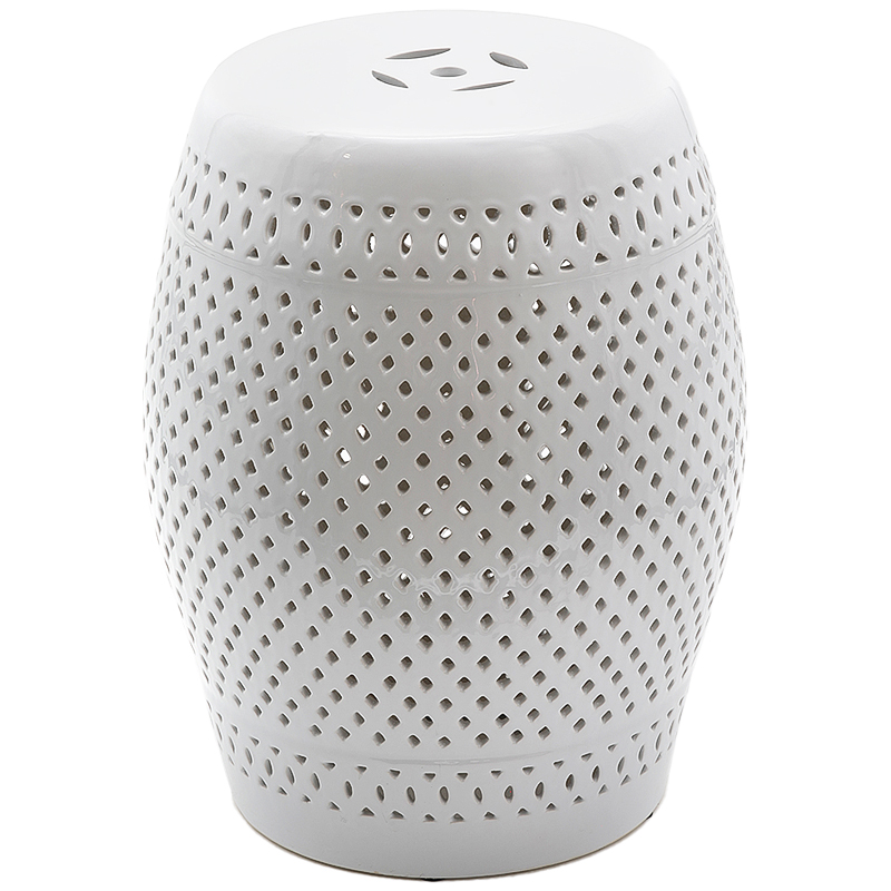 Керамический табурет Diamond Pattern Garden Stool - White Белый Керамический табурет Diamond Pattern Garden Stool - White Белый в Липецке | Loft Concept