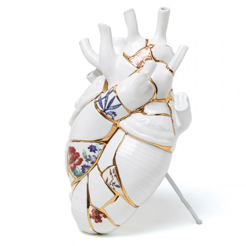 Ваза Seletti Love in Bloom Kintsugi Белый Золотой Мульти в Липецке | Loft Concept 