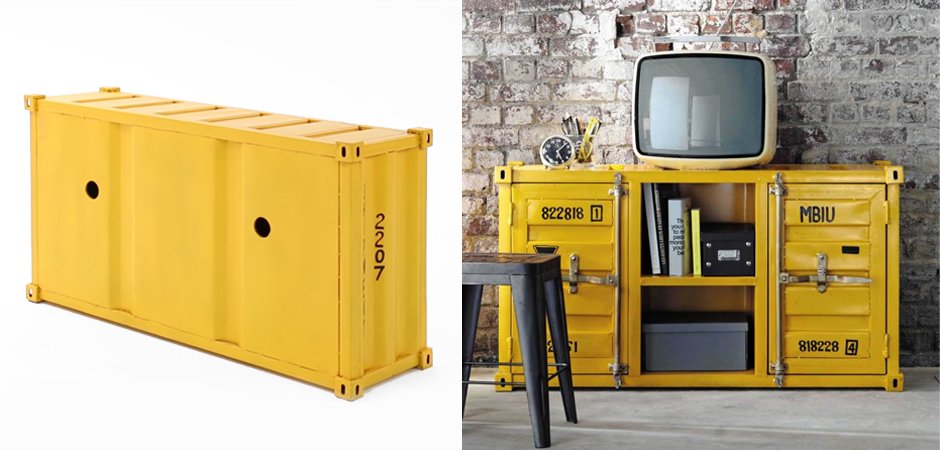 ТВ тумба морской контейнер Loft TV container yellow ТВ тумба морской контейнер Loft TV container yellow - Loft-Concept в Липецке