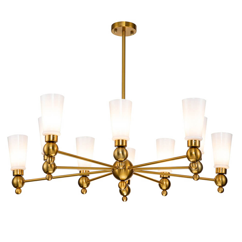 Люстра Chamila Chandelier 10 Латунь Белый Люстра Chamila Chandelier 10 Латунь Белый в Липецке | Loft Concept