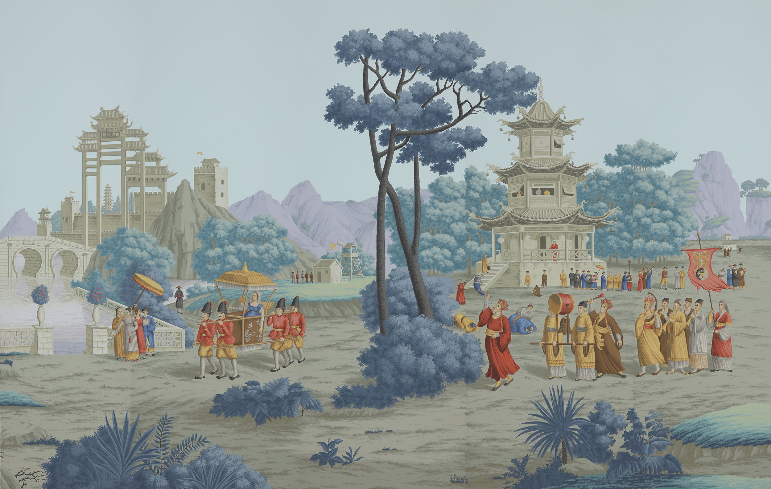 Обои ручная роспись Procession Chinoise Charvet on scenic paper Обои ручная роспись Procession Chinoise Charvet on scenic paper - постер Loft-Concept в Липецке