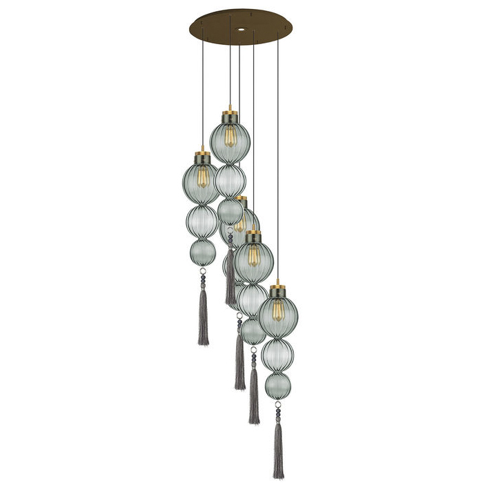 Люстра Heathfield Lighting - Medina Circle 5 Chandelier Хром Латунь Прозрачный Коричневый Голубой Люстра Heathfield Lighting - Medina Circle 5 Chandelier Хром Латунь Прозрачный Коричневый Голубой в Липецке | Loft Concept