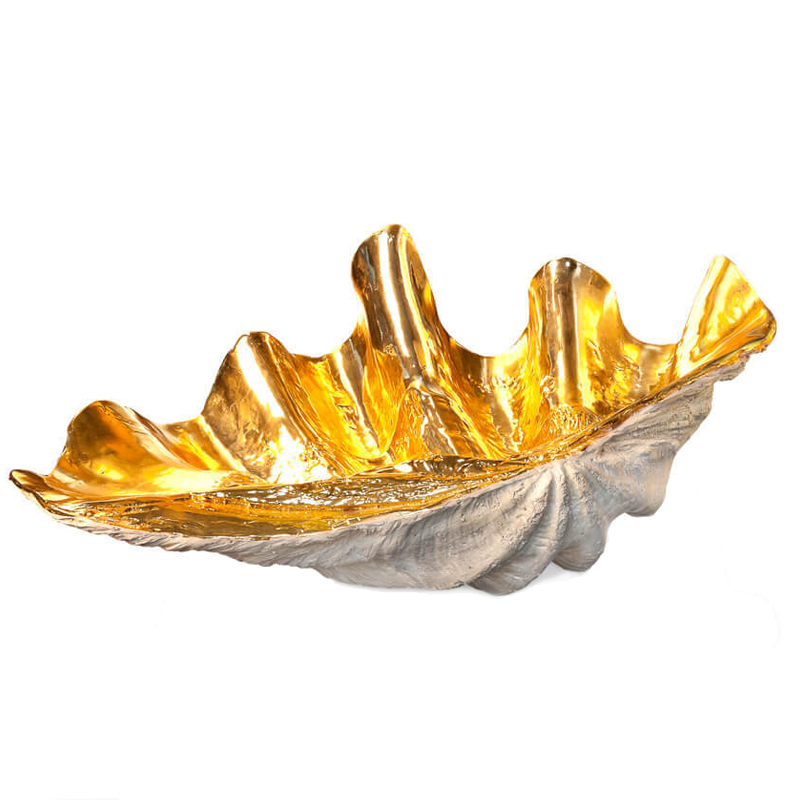 Статуэтка CONCHIGLIA TRIDACNE RESIN Светло-серый Глянцевое золото Статуэтка CONCHIGLIA TRIDACNE RESIN Светло-серый Глянцевое золото в Липецке | Loft Concept