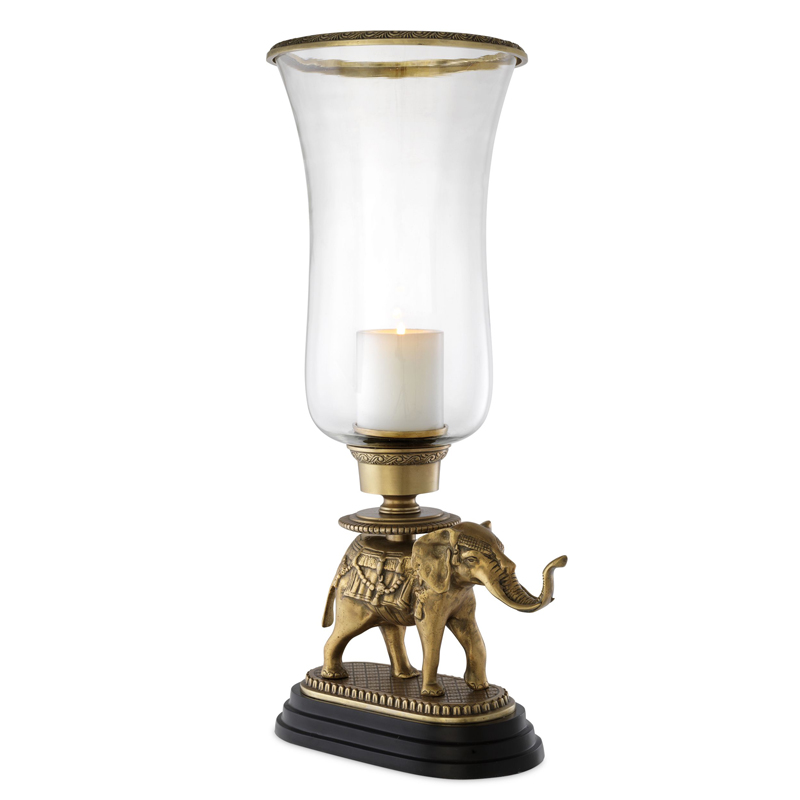 Подсвечник Eichholtz Hurricane Elephant Винтажная латунь Черный Прозрачный Подсвечник Eichholtz Hurricane Elephant Винтажная латунь Черный Прозрачный в Липецке | Loft Concept