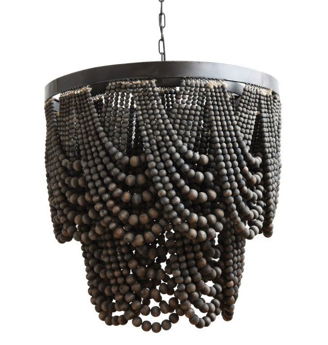 Люстра Amelia Wood Bead Chandelier Черный Коричневый Люстра Amelia Wood Bead Chandelier Черный Коричневый в Липецке | Loft Concept