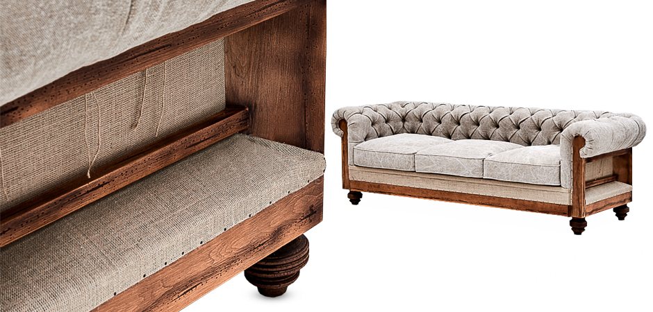 Диван Deconstructed Chesterfield Sofa Triple Gray Диван Deconstructed Chesterfield Sofa Triple Gray - Loft-Concept в Липецке