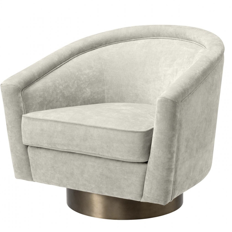 Кресло Eichholtz Swivel Chair Catene Sand Бежево-серый матовое золото Кресло Eichholtz Swivel Chair Catene Sand Бежево-серый матовое золото в Липецке | Loft Concept