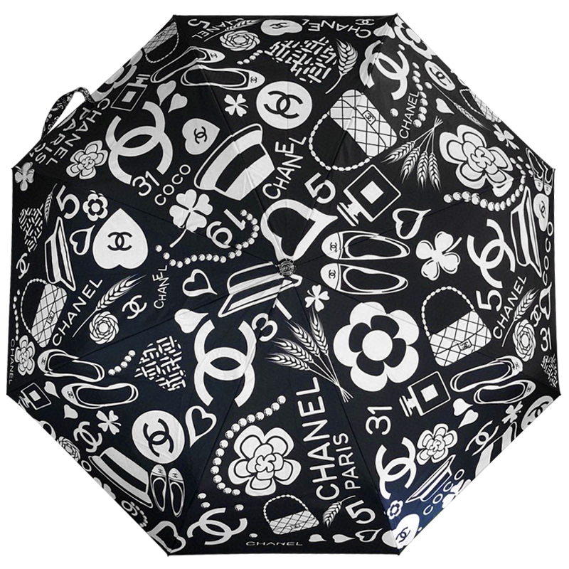 Зонт раскладной CHANEL дизайн 009 Черный цвет Черный Белый Зонт раскладной CHANEL дизайн 009 Черный цвет Черный Белый в Липецке | Loft Concept