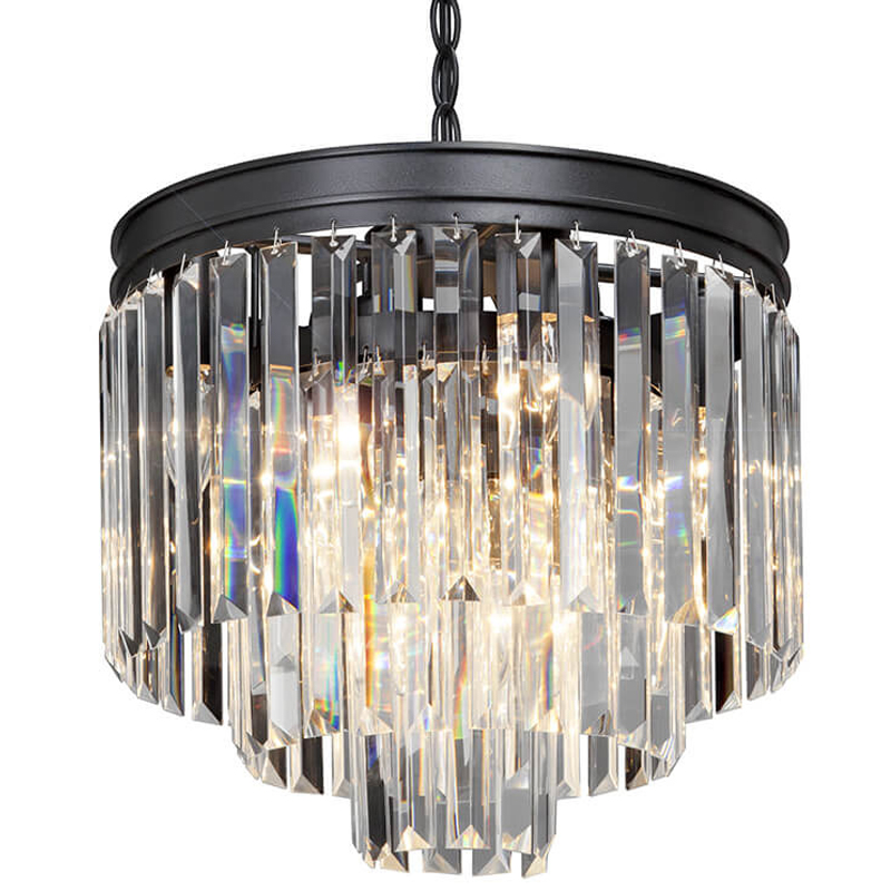 Люстра ODEON CLEAR GLASS 3-TIER Black Прозрачное стекло D 36 Черный Люстра ODEON CLEAR GLASS 3-TIER Black Прозрачное стекло D 36 Черный в Липецке | Loft Concept