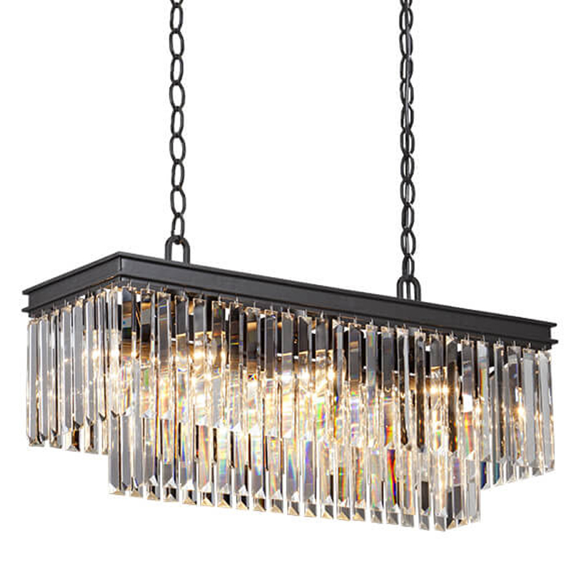 Люстра RH 1920s Odeon Clear Glass Rectangular Chandelier Black iron Длина 80 Прозрачное Стекло Черный матовый Люстра RH 1920s Odeon Clear Glass Rectangular Chandelier Black iron Длина 80 Прозрачное Стекло Черный матовый в Липецке | Loft Concept
