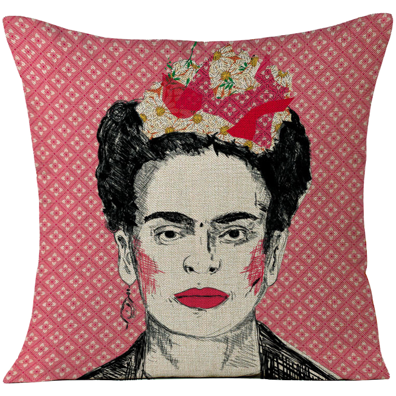 Декоративная подушка Frida Kahlo 14 Красный Бежевый Черный Розовый Декоративная подушка Frida Kahlo 14 Красный Бежевый Черный Розовый в Липецке | Loft Concept