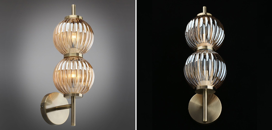 Бра Shell Beads с янтарным стеклом Бра Shell Beads с янтарным стеклом - Loft-Concept в Липецке