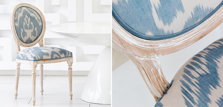 Мягкий стул со светло-голубым узором Ikat Pattern Мягкий стул со светло-голубым узором Ikat Pattern - Loft-Concept в Липецке