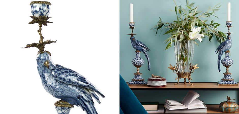 Подсвечник Blue and White Parrot Подсвечник Blue and White Parrot - Loft-Concept в Липецке