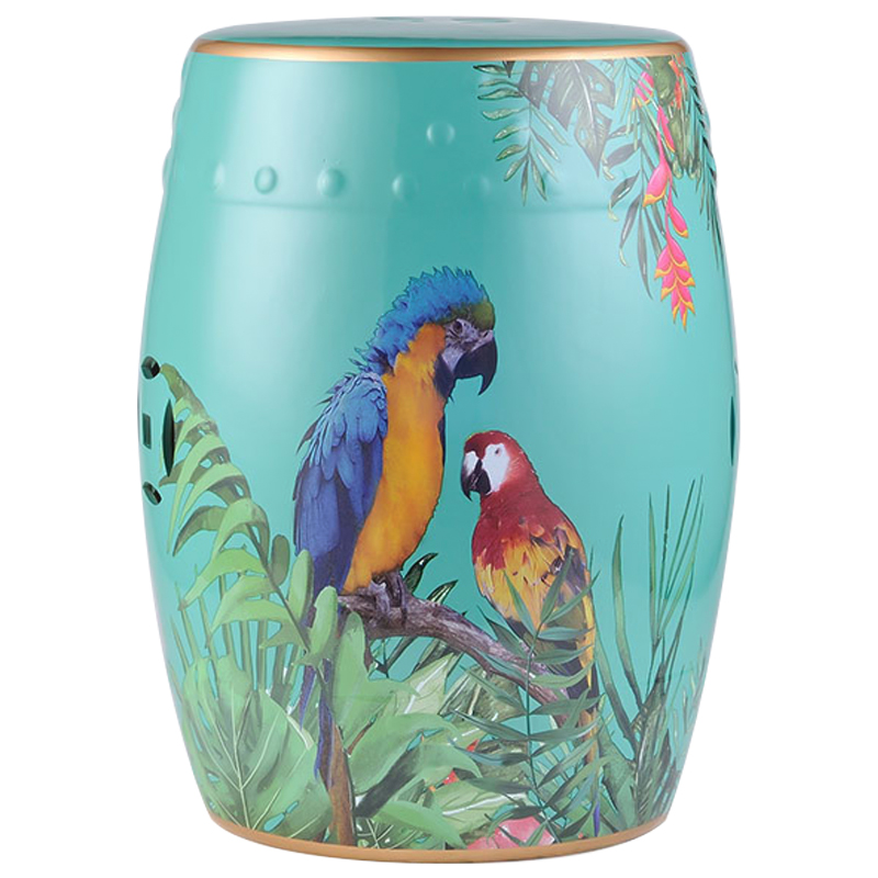 Керамический табурет Parrots Tropical Animal Ceramic Stool Turquoise Бирюзовый Мульти Керамический табурет Parrots Tropical Animal Ceramic Stool Turquoise Бирюзовый Мульти в Липецке | Loft Concept