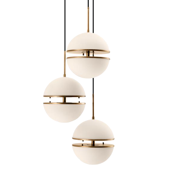 Люстра Hanging Lamp Spiridon Triple Латунь Античная полированная Белый Люстра Hanging Lamp Spiridon Triple Латунь Античная полированная Белый в Липецке | Loft Concept