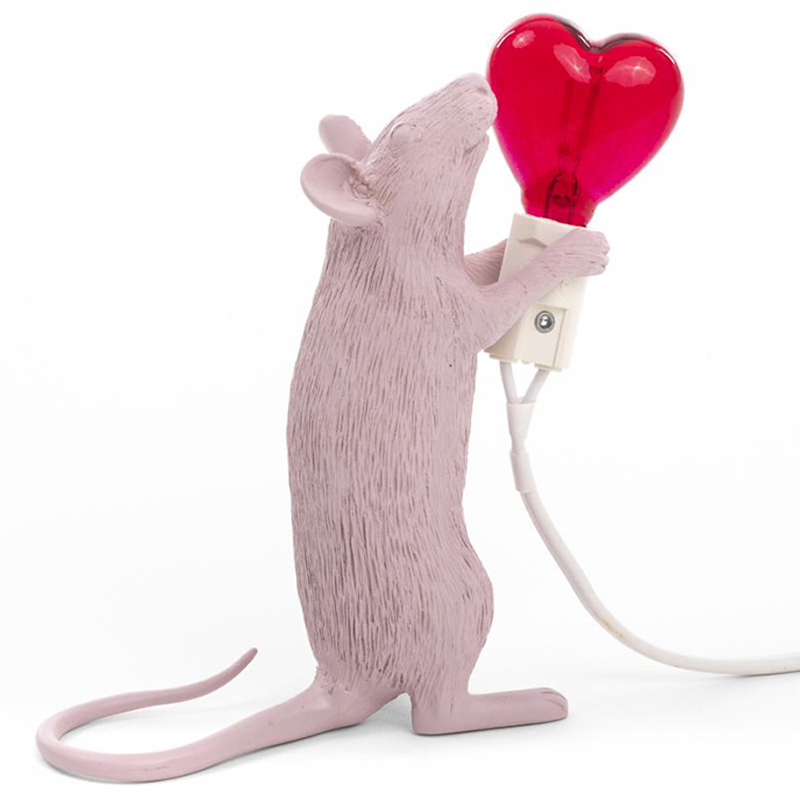 Настольная лампа Seletti Mouse Step Love USB Белый Красный Настольная лампа Seletti Mouse Step Love USB Белый Красный в Липецке | Loft Concept