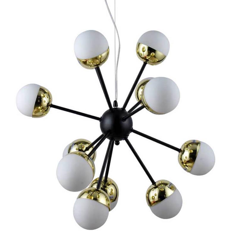 Люстра Sputnik White and Gold Globe Chandelier 12 Черный Золотой Белый Люстра Sputnik White and Gold Globe Chandelier 12 Черный Золотой Белый в Липецке | Loft Concept