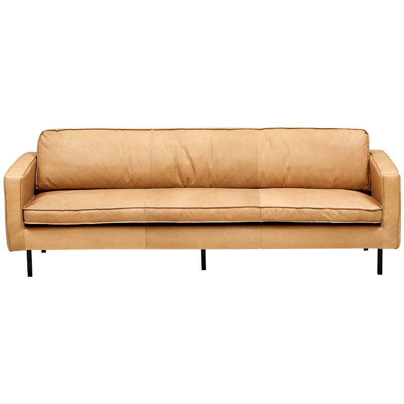 Диван кожаный Adrian Beige Leather Sofa Бежевый Черный Диван кожаный Adrian Beige Leather Sofa Бежевый Черный в Липецке | Loft Concept