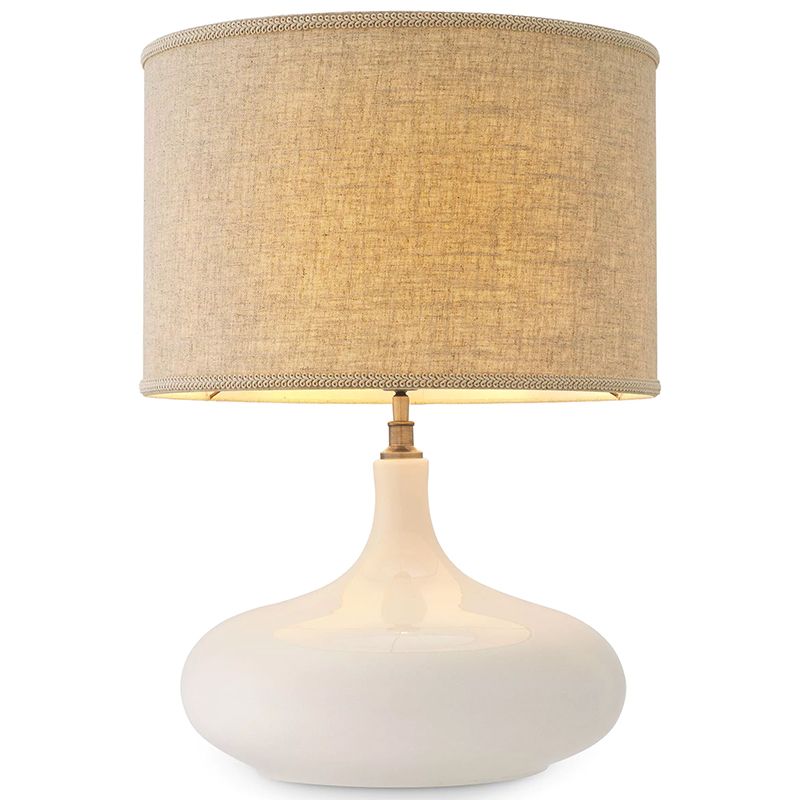 Настольная лампа Eichholtz Table Lamp Jones Белый Бежево-серый Латунь Настольная лампа Eichholtz Table Lamp Jones Белый Бежево-серый Латунь в Липецке | Loft Concept