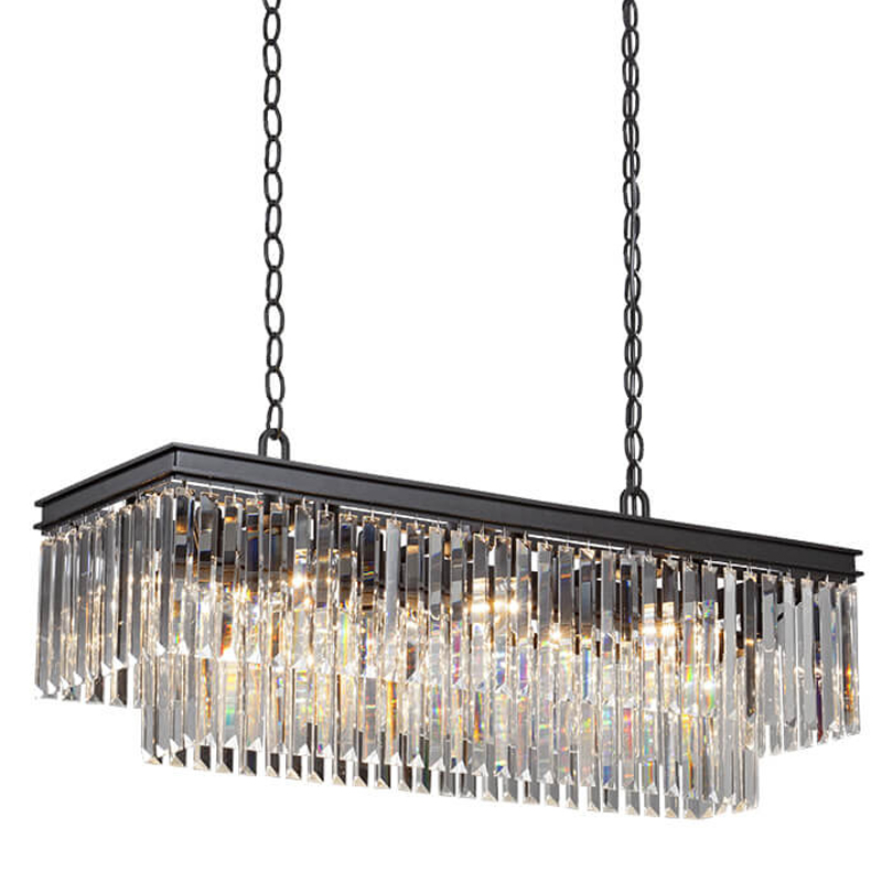 Люстра RH 1920s Odeon Clear Glass Rectangular Chandelier Black iron 100 Черный матовый Прозрачное Стекло Люстра RH 1920s Odeon Clear Glass Rectangular Chandelier Black iron 100 Черный матовый Прозрачное Стекло в Липецке | Loft Concept