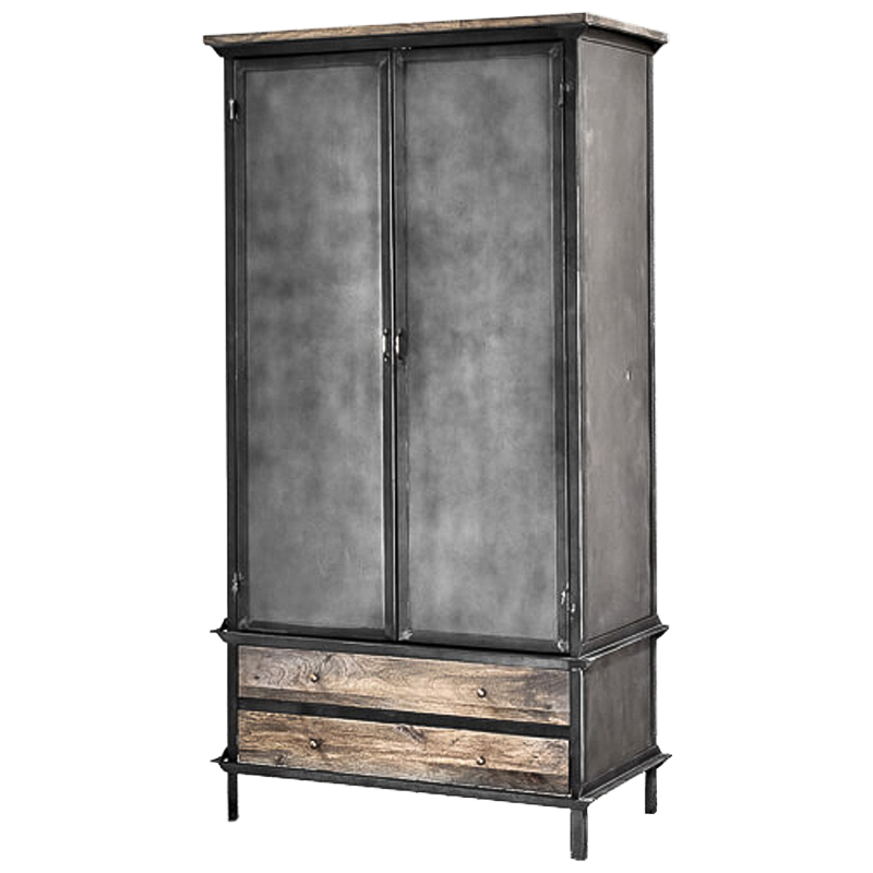 Шкаф Gasparo Loft Wardrobe Металлик винтаж Древесина Шкаф Gasparo Loft Wardrobe Металлик винтаж Древесина в Липецке | Loft Concept