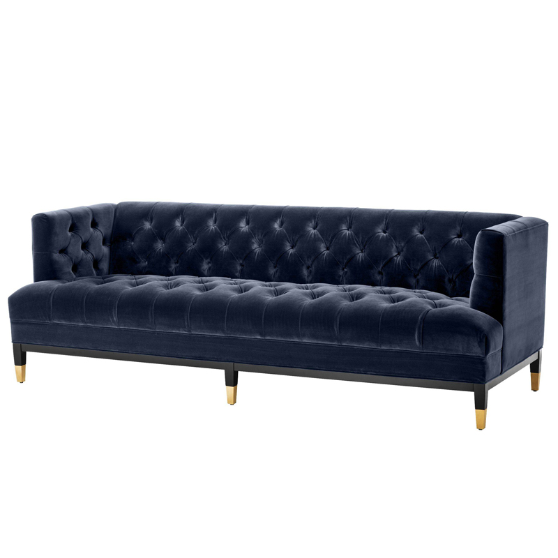 Диван Eichholtz Sofa Castelle midnight blue Темно-синий Черный Латунь Диван Eichholtz Sofa Castelle midnight blue Темно-синий Черный Латунь в Липецке | Loft Concept