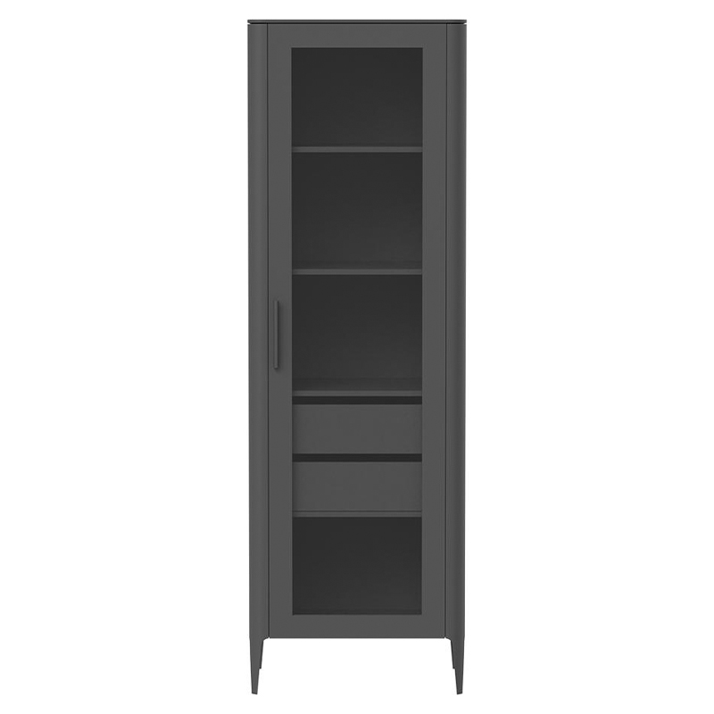 Витрина темно-серая со стеклянной дверью с 4-мя полками и 2-мя ящиками Type  Серый в Липецке | Loft Concept 