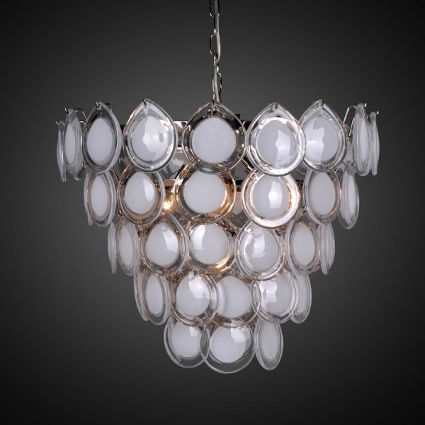 Люстра Vistosi glass disc chandelier Хром Белый Люстра Vistosi glass disc chandelier Хром Белый в Липецке | Loft Concept
