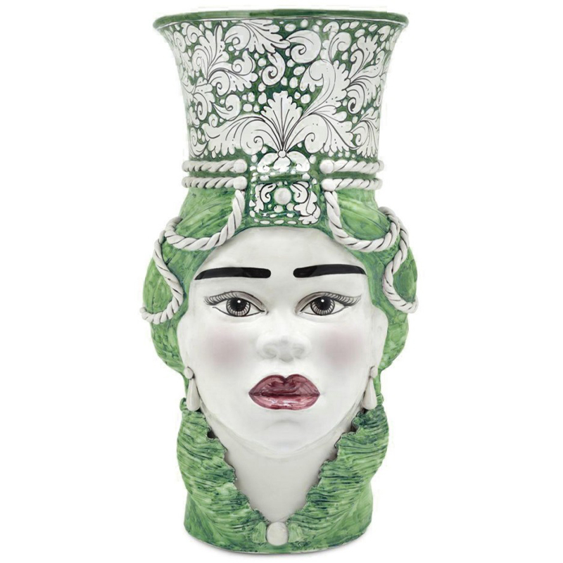 Ваза Vase Moro Lady Giant Ornate Green Зеленый Белый Ваза Vase Moro Lady Giant Ornate Green Зеленый Белый в Липецке | Loft Concept