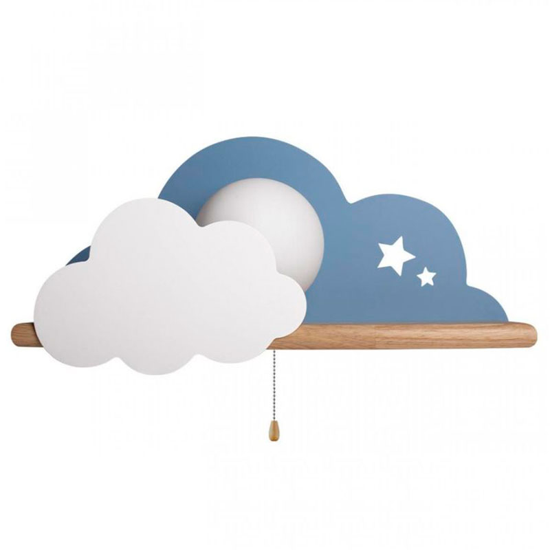 Бра с полкой голубое Облако Wall Lamp Blue Cloud Голубой Древесина Бра с полкой голубое Облако Wall Lamp Blue Cloud Голубой Древесина в Липецке | Loft Concept