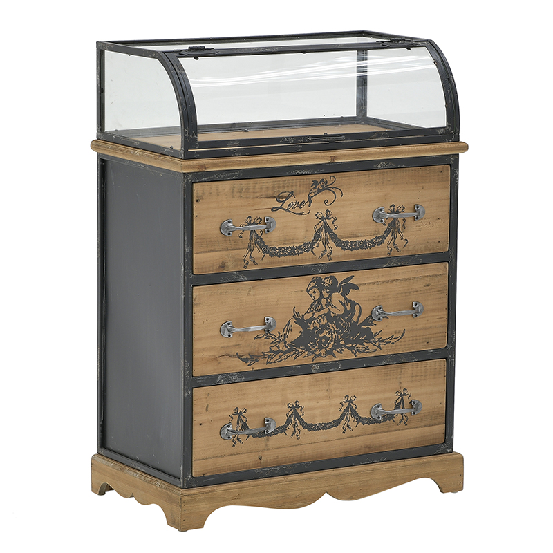 Комод со стеклянной витриной в стиле прованс Lesia Chest of Drawers Черный Коричневый Комод со стеклянной витриной в стиле прованс Lesia Chest of Drawers Черный Коричневый в Липецке | Loft Concept