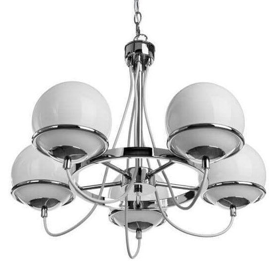 Люстра Melissa Chandelier Chromium 5 Хром Белый Люстра Melissa Chandelier Chromium 5 Хром Белый в Липецке | Loft Concept