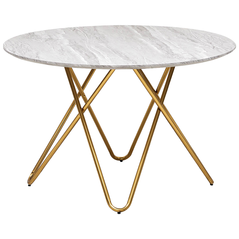 Обеденный круглый стол Alanis Round Dinner Table Золотой Белый Серый Обеденный круглый стол Alanis Round Dinner Table Золотой Белый Серый в Липецке | Loft Concept