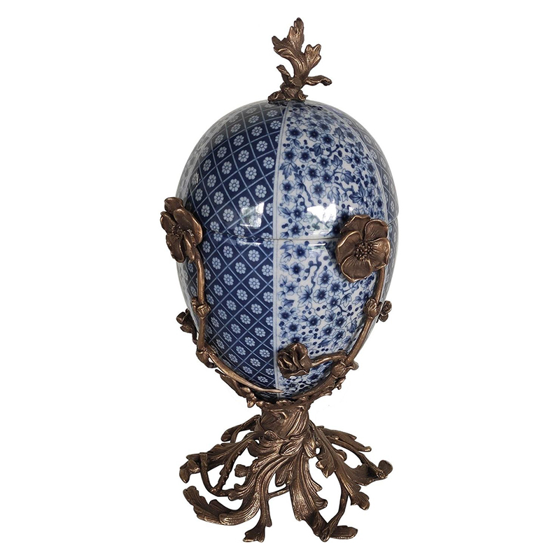 Шкатулка фарфоровая на бронзовой подставке Porcelain & Bronze Синий Бронза Шкатулка фарфоровая на бронзовой подставке Porcelain & Bronze Синий Бронза в Липецке | Loft Concept