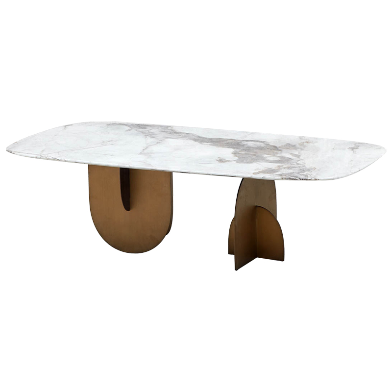 Кофейный стол Aoife Marble Dining Table Латунь Белый Мрамор Bianco Серый Кофейный стол Aoife Marble Dining Table Латунь Белый Мрамор Bianco Серый в Липецке | Loft Concept