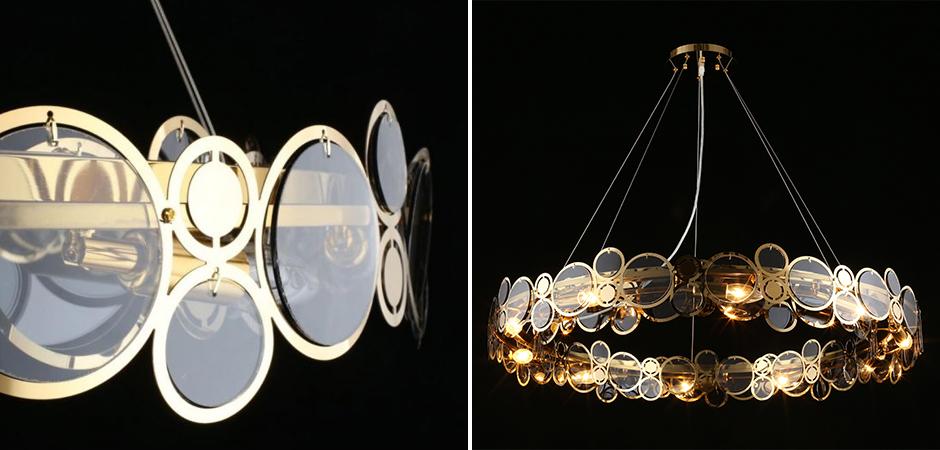 Люстра с дымчатым стеклом Golden Circles Люстра с дымчатым стеклом Golden Circles - Loft-Concept в Липецке