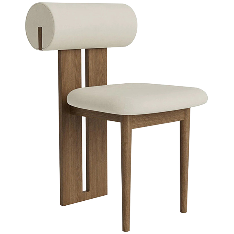Стул Behemo Dark Wood Chair Молочный Коричневый Стул Behemo Dark Wood Chair Молочный Коричневый в Липецке | Loft Concept
