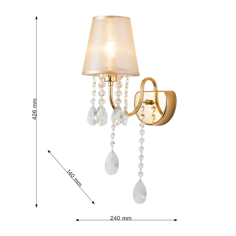 Бра золотого цвета с хрустальным декором Dainty Light в Липецке