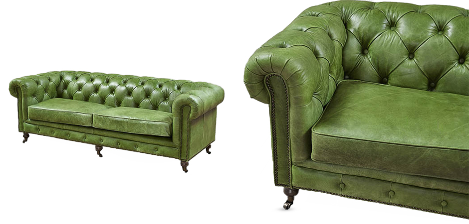 Диван Chesterfield leather Sofa green Диван Chesterfield leather Sofa green - Loft-Concept в Липецке