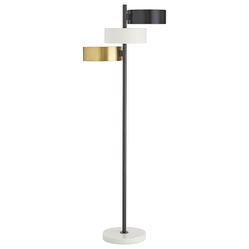 Торшер Arteriors HUTTON FLOOR LAMP Латунь Черный Белый Торшер Arteriors HUTTON FLOOR LAMP Латунь Черный Белый в Липецке | Loft Concept