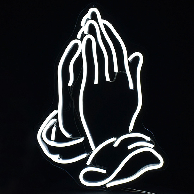 Неоновая настенная лампа Praying Hands Neon Wall Lamp Белый Прозрачный Неоновая настенная лампа Praying Hands Neon Wall Lamp Белый Прозрачный в Липецке | Loft Concept