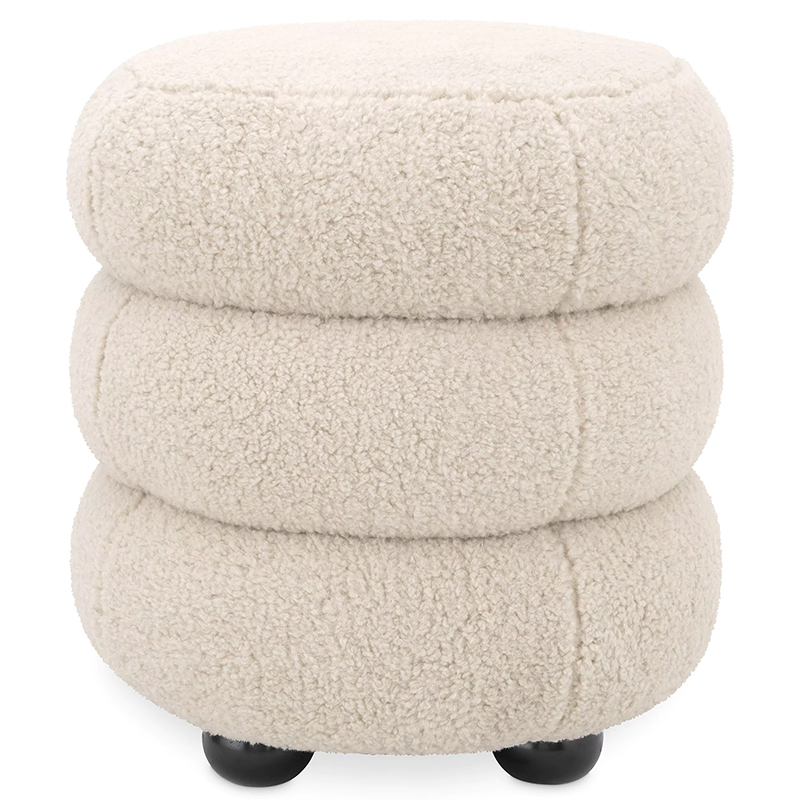 Пуф Eichholtz Stool Tulum Brisbane Cream Молочный Черный в Липецке | Loft Concept 