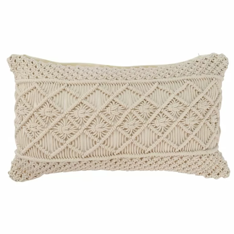 Чехол на подушку с макраме бежевого цвета Macrame Бежевый Чехол на подушку с макраме бежевого цвета Macrame Бежевый в Липецке | Loft Concept