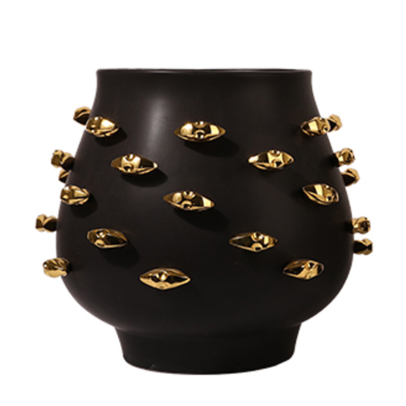 Ваза KISS Vase Black Черный Золотой Ваза KISS Vase Black Черный Золотой в Липецке | Loft Concept